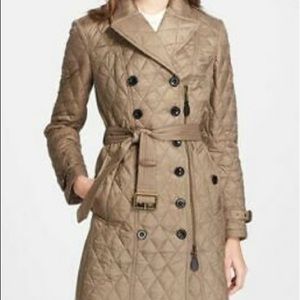 BURBERRY FLYNSBURY CHECK LINED DOUBLE-BREASTED QUILTED COAT SIZE MEDIUM